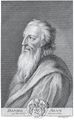 Daniel Adam z Veleslavína na Balzerově rytině (Praha po 1782). Balzer, Jan Jiří: 87 Abbildungen böhmischer und mährischer Gelehrten und Künstler (Praha, Jan Nepomuk Ferdinand Schönfeld po 1782). Tabule 63 otištěná z desky pro druhý díl Pelclových Abbildungen (1775). Antikvariát Meissner (Praha).