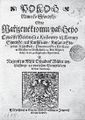Šípařův tisk protokolů o vestfálském míru (Praha 1648). Pokoj německo-švédský … v Minstru v Festfalii 24. dne října léta 1648. podepsaný a zpečetěný (Praha, Jiří Šípař 1648). Titulní strana s císařským znakem. Královská kanonie premonstrátů na Strahově – Strahovská knihovna (Praha), sign. AA XIV 4/31.