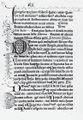 Agenda Tiskaře Arnoštových Statut (Plzeň? ca 1476–1479). Agenda Pragensis (Plzeň?, Tiskař Arnoštových Statut? ca 1476–1479). Počáteční fol. a1a s červeným tiskem v horních třech řádcích a s ručně doplněnými iniciálami J(Nvigilia), D(Omiue) [!] a D(Ominus). Národní knihovna ČR (Praha), sign. 44 G 44.