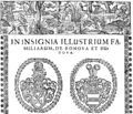 Vlys monogramisty AH v Slovaciově Vysvětlení (Praha 1615). Slovacius, Václav: Vysvětlení prosté Biblí malé, jinák Řeči z obojího Zákona Božího (Praha, Matěj Pardubský 1615–1620). Díl první (1615), detail z rubu titulního listu. Vlys značen v levém spodním rohu. Královská kanonie premonstrátů na Strahově – Strahovská knihovna (Praha), sign. AA XII 1.
